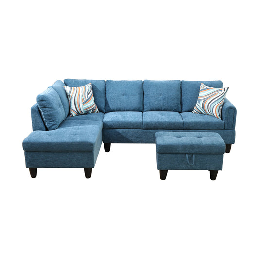 Pickup Only--Blue Flannel 3-Piece Living Room Sofa Set