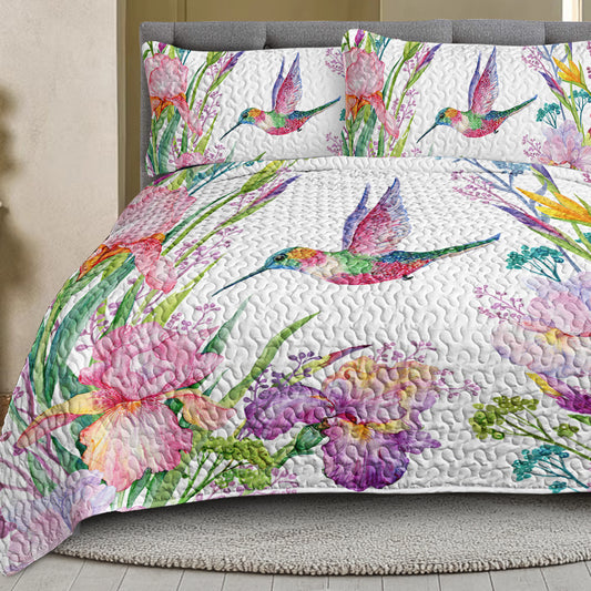 Colorful Bird Flower Design Quilt Set 3 Pieces Queen King Size Soft Warm Bedding Set Include 1 Quilt And 2 Pillowcases For Home Bedroom Decor