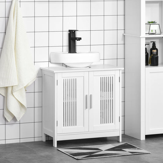 Bathroom Under Sink Cabinet Vanity Unit with Adjustable Shelf Space Saver, White