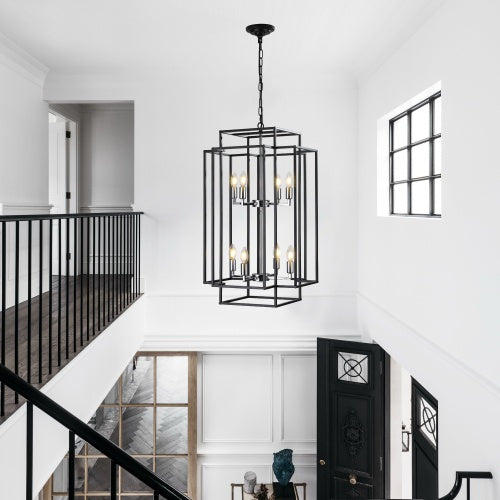 8 Lantern Tiered Chandeliers, Industrial Farmhouse Chandeliers Unavailable Platforms- CJDS