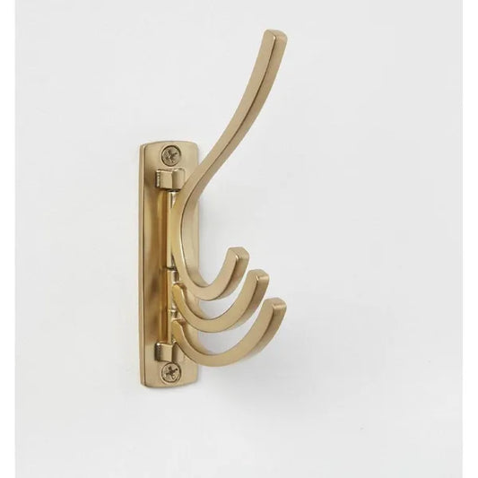 Modern Octopus Multi Swivel Hook Gold: Swinging Wall Towel Hook, Gold Plated, Cast Aluminum, 15lb Capacity