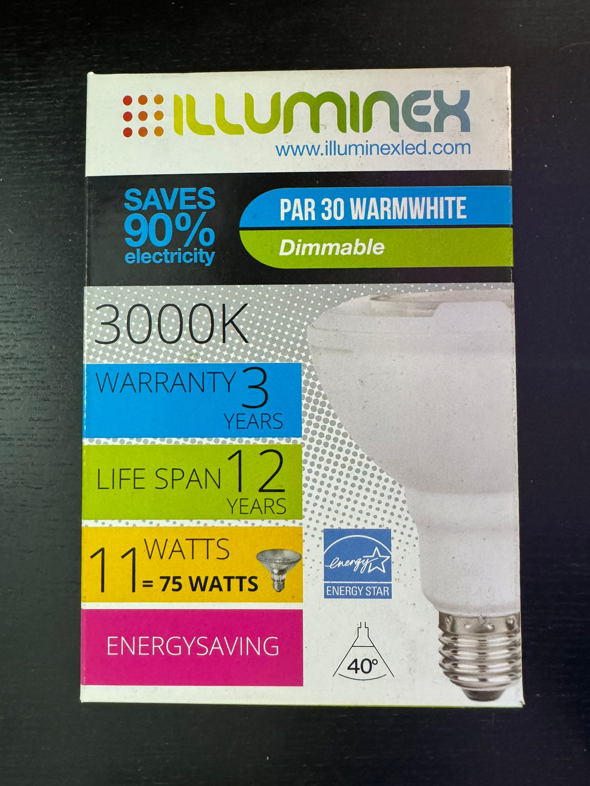 Customize Your Light: Dimmable PAR30 Bulb - 11W 120V - Choose from 3000K - Illuminate with the Quality of Illuminex Brilliance! 3000K