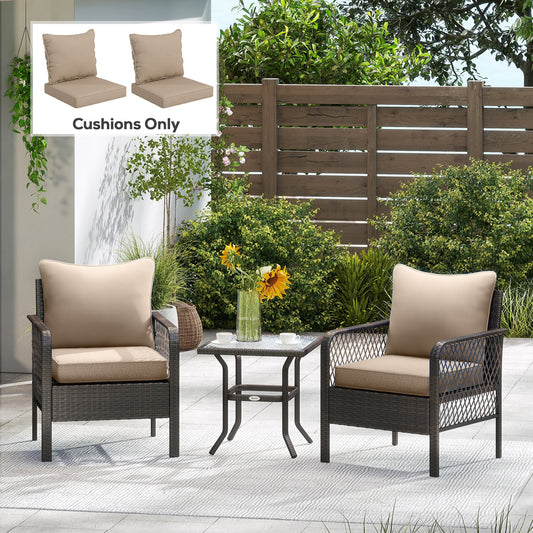 4 Patio Chair Cushions with Seat & Backrest, Fade Resistant Seat Replacement Cushion Set, Beige
