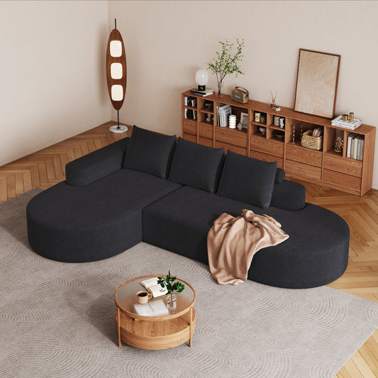 Modern Curved Sofa ,Chenille Upholstered Sectional Sofa Couch Set,Modular 108.5 L Shaped Sectional Living Room Sofa Set With 3 Pillows,Free Combination Sofa Couch For Living Room,Bedroom