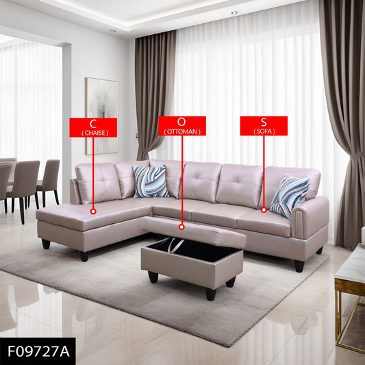 Pickup Only--Latte Faux Leather 3-Piece Living Room Sofa Set