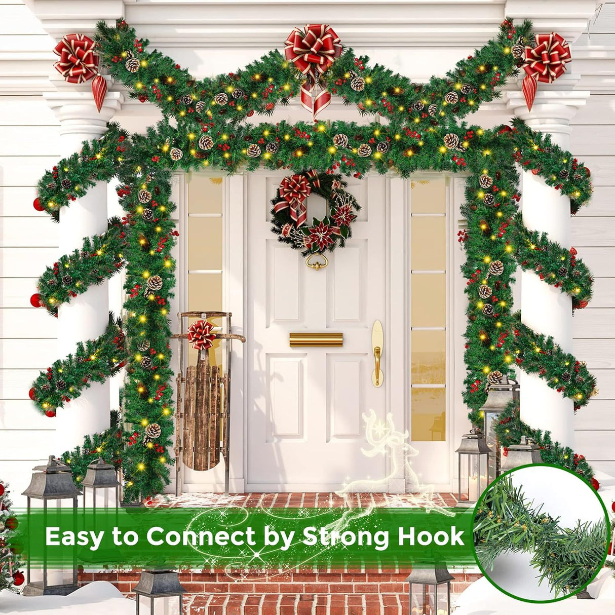 12FT Christmas Garland With Assorted Decor - Build Wreaths Or Lay Flat, Festive Must - Have - CJDS - CC