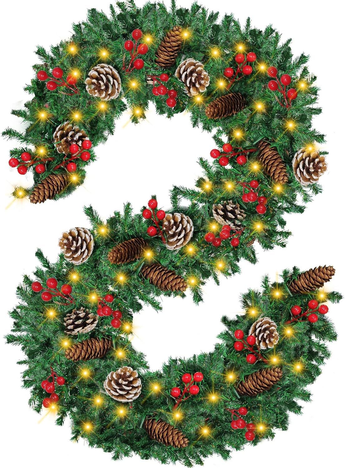 12FT Christmas Garland With Assorted Decor - Build Wreaths Or Lay Flat, Festive Must - Have - CJDS - CC