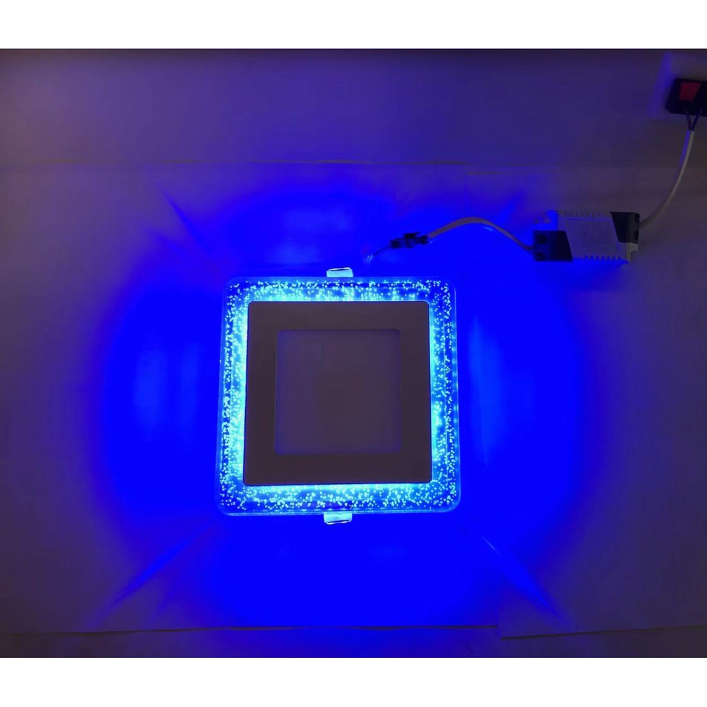 Experience the Magic of Color LED Border Downlight - Stunning Slim Panel Square 6"Design with Striking Blue & White Border - Unleash Your Creative Glow! Blue & White Bubble