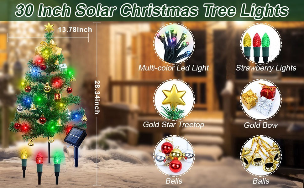 Solar Christmas Tree Lights For 2 Pcs - CJDS - CC