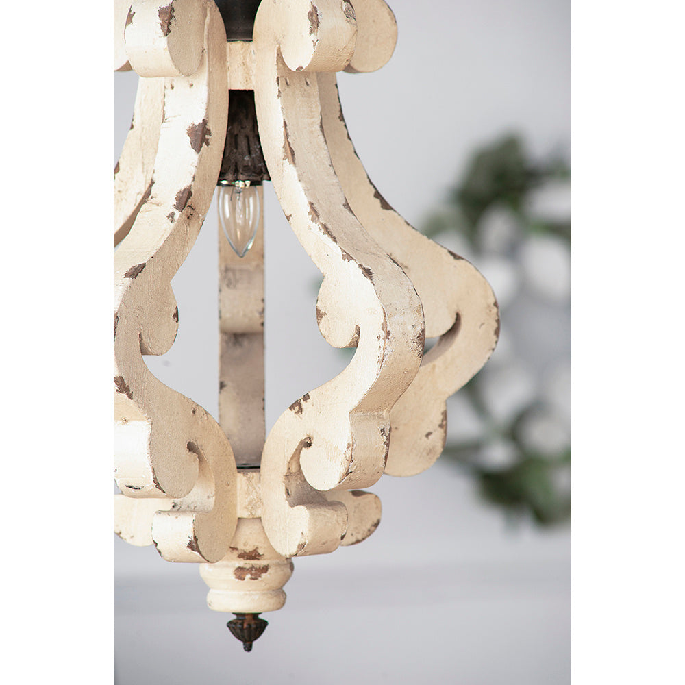 Farmhouse Chandelier, Dilapidated White Chandelier French Country Wood Chandelier For Living Room Foyer, Bulb Not Included - CJDS