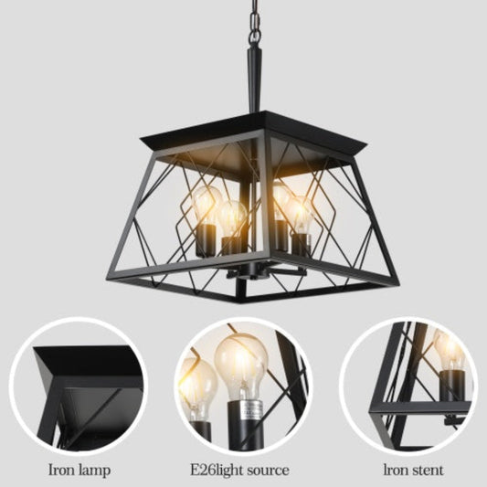 4 Lights Farmhouse Chandelier For Dining Room Black