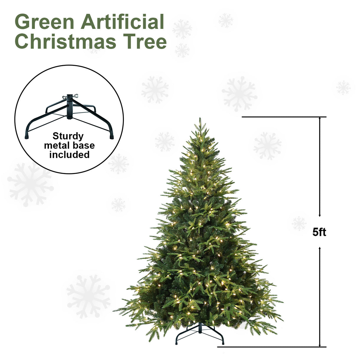 PVC Christmas Tree, Christmas Decorations, Green, With Lights - CJDS - CC