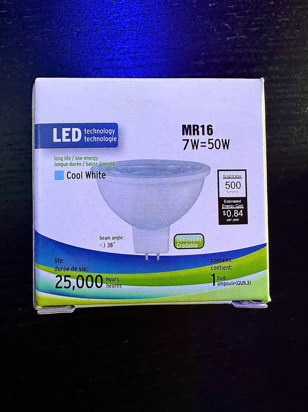 MR16 Bulbs - 5000K CW EBK 7W 120V
