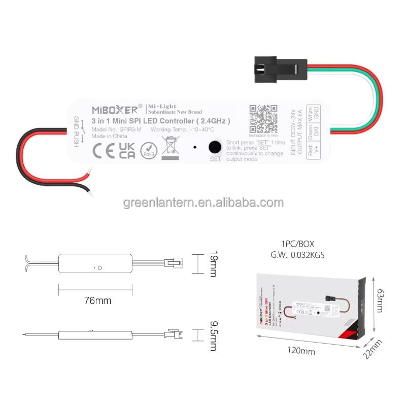 Milight SPIR3-M 3 in 1 Mini SPI LED Controller (2.4GHz)