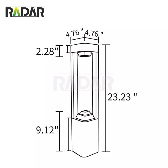 Enhance Your Outdoor Ambiance with Radar Path Light RPL-W6911 - 24" Post Black aluminum  Warm White  safe Low Voltage Illumination!