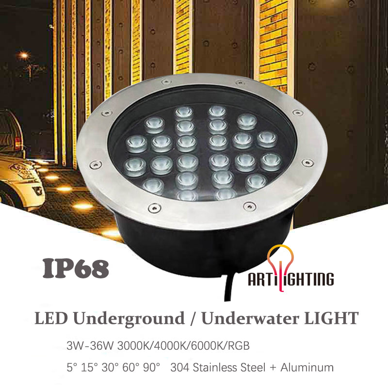 Underground Light 9W CW IP68 24V (3mCable) HTK