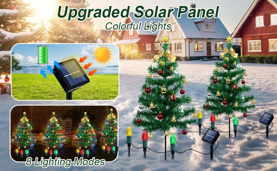 Solar Christmas Tree Lights For 2 Pcs - CJDS - CC