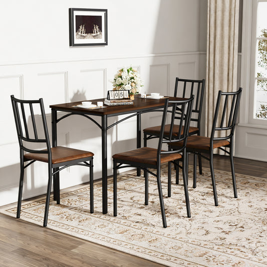 Dining Table Set, Bar Table With 4 Dining Benches, Kitchen Table Counter With Chairs, Industrial For Kitchen Breakfast Table, Living Room, Party Room, Walnut, 43.3L X23.6W X 30.1H