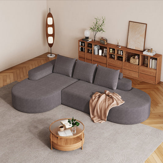 Modern Curved Sofa ,Chenille Upholstered Sectional Sofa Couch Set,Modular 108.5 L Shaped Sectional Living Room Sofa Set With 3 Pillows,Free Combination Sofa Couch For Living Room,Bedroom