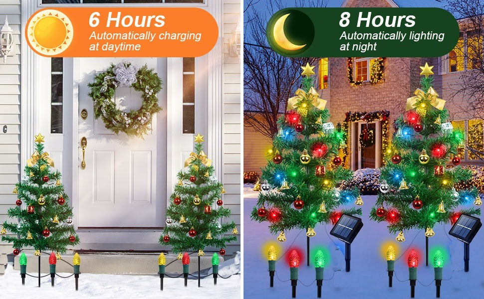 Solar Christmas Tree Lights For 2 Pcs - CJDS - CC