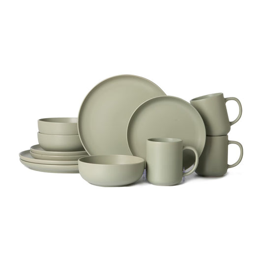 12-Piece Stoneware Dinnerware Sets With Mugs Microwave & Dishwasher Safe Non-Toxic Dinner Plates Bowls Set Stackable Matte Glaze Kitchenware For 3