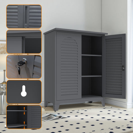 47'' Tall Metal Tool Storage Cabinet, With Ample Storage Space For Garage,Warehouse,Garden,Office, Living Room,Bathroom,Utility Room Slate
