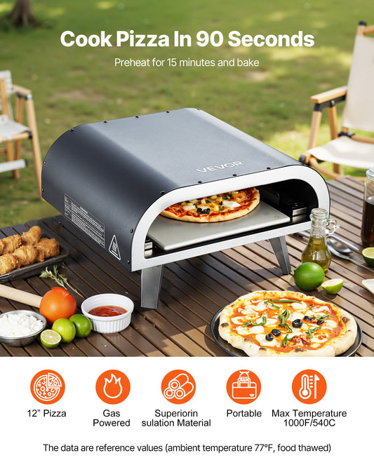 12' Outdoor Pizza Oven Portable Gas Oven Iron Spray For Camping