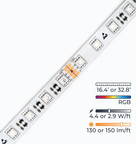 Brighten Your Space with UL Strip Lights IP20 RGB - 24V - 16.4FT - LED Light!