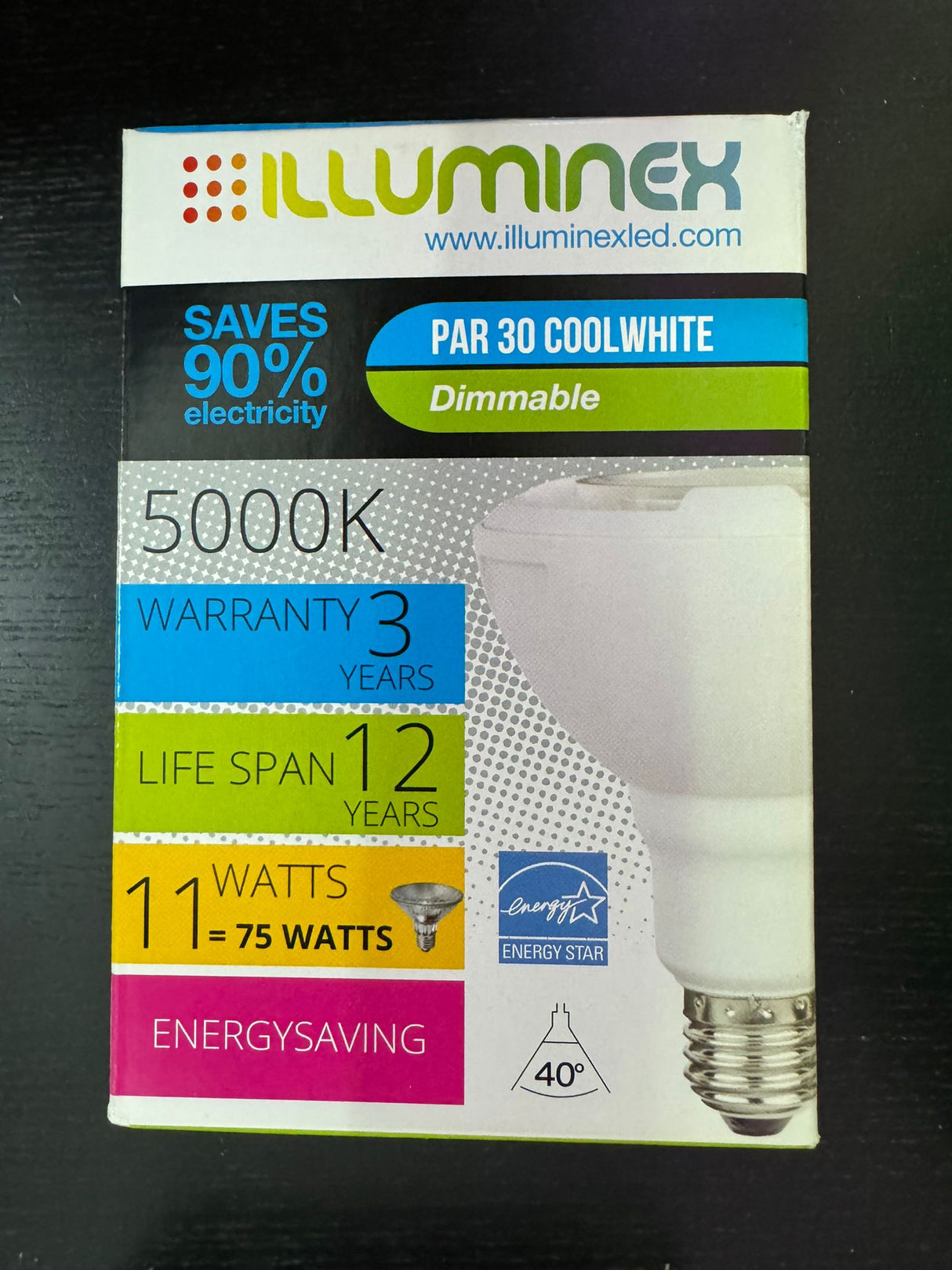 Customize Your Light: Dimmable PAR30 Bulb - 11W - Choose from 5000K 120V - Illuminate with the Quality of Illuminex Brilliance! 5000K