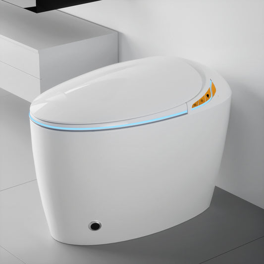 Unique Smart Toilet with Built-In Bidet – One-Piece Intelligent Toilet with Auto Open/Close Seat, Foot Sensor, Warm Water & Dryer (White)