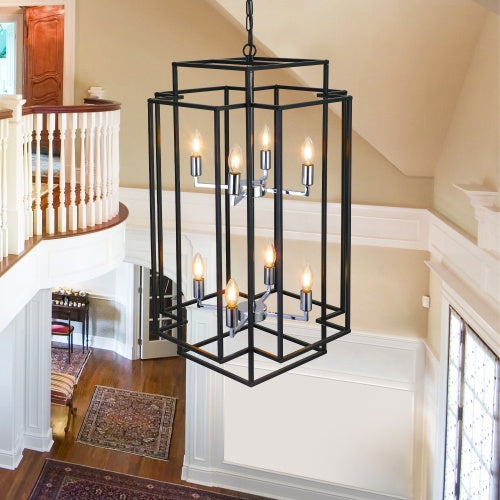 8 Lantern Tiered Chandeliers, Industrial Farmhouse Chandeliers Unavailable Platforms- CJDS