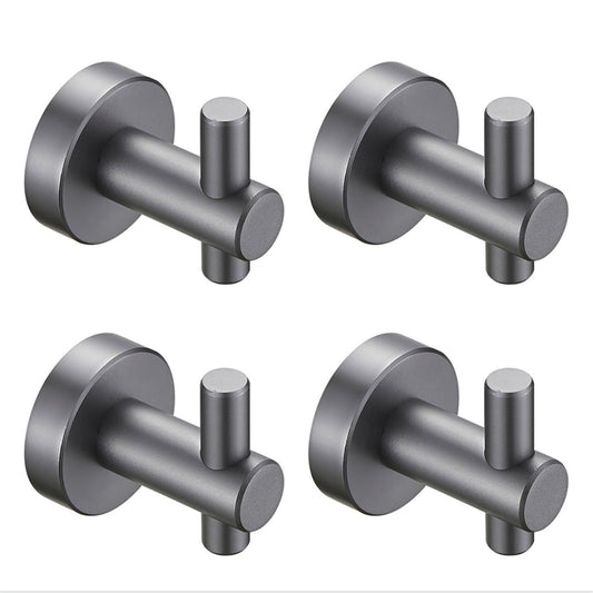 Round Base Wall Hanging Hook With Screws- Gun Grey Hook, 4 Pack, For Entry Shoe Cabinet, Wardrobe Bathroom Bedroom Furniture Hardware