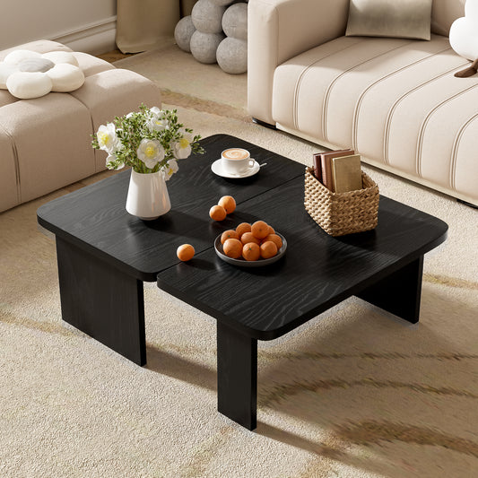 U-Can Modern Minimalist Coffee Table Set, Rectangle Coffee Table With Splicing Design, Multifunctional Combination Table For Living Room
