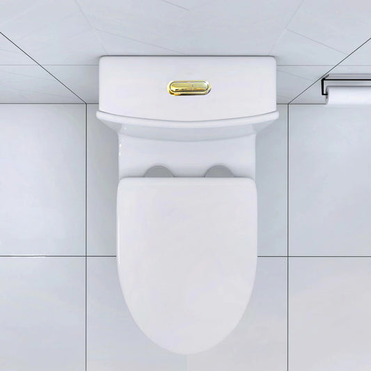 Elongated One-Piece Toilet – Modern White Porcelain Bathroom Toilet
