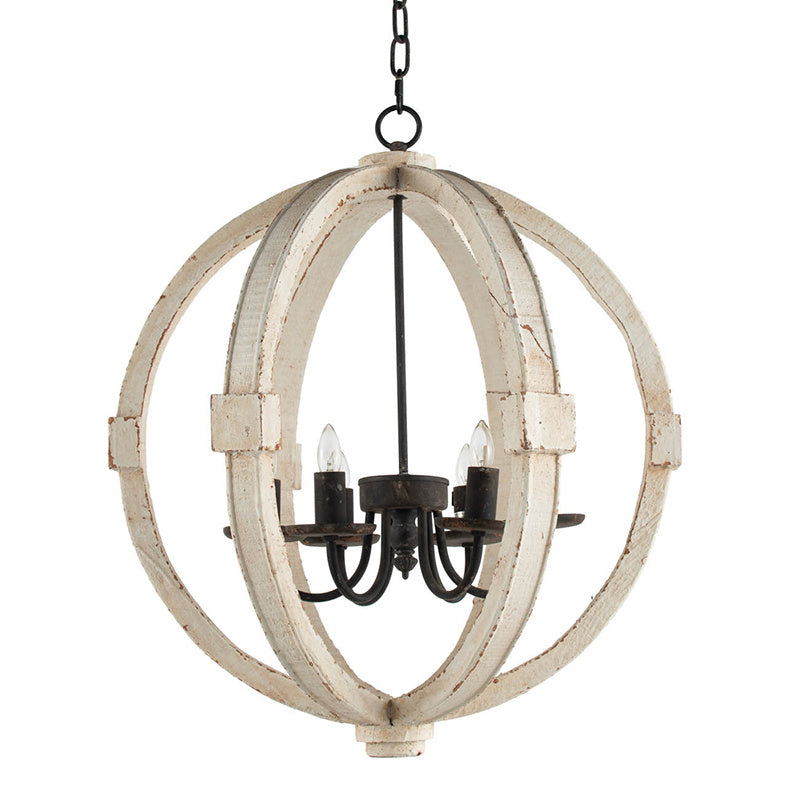 6 - Light Wood Chandelier With Adjustable Chain For Kitchen, Dining Hall Entrance, Bulb Not Included - CJDS