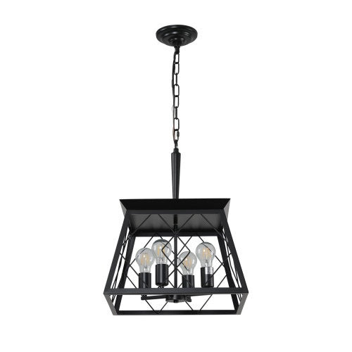 4 Lights Farmhouse Chandelier For Dining Room Black - No Bulbs Unavailable Platform- CJDS