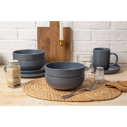 12-Piece Stoneware Dinnerware Sets With Mugs Microwave Dishwasher Safe Non-Toxic Dinner Plates Bowls Set Stackable Matte Glaze Kitchenware For 3