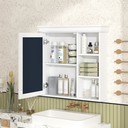 30'' X 28'' Bathroom Medicine Cabinet With Mirror, Wall Mounted Mirror Cabinet With Storage Organizer, Over The Toilet Storage White Storage Cabinet For Bathroom