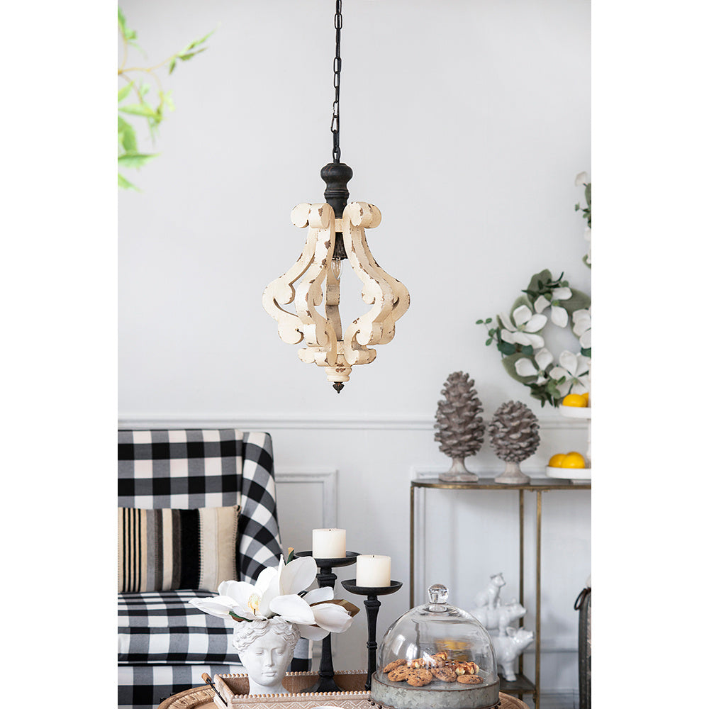 Farmhouse Chandelier, Dilapidated White Chandelier French Country Wood Chandelier For Living Room Foyer, Bulb Not Included - CJDS