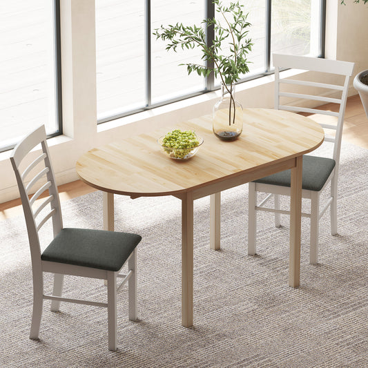 55" Wood Kitchen Table, Drop Leaf Tables For Small Spaces, Natural