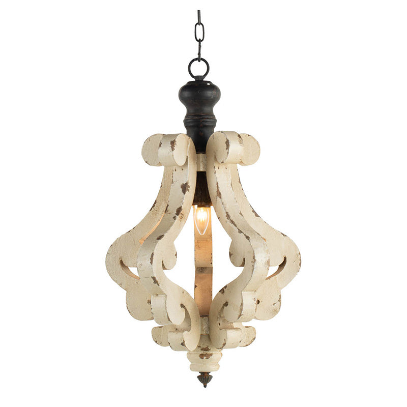 Farmhouse Chandelier, Dilapidated White Chandelier French Country Wood Chandelier For Living Room Foyer, Bulb Not Included - CJDS