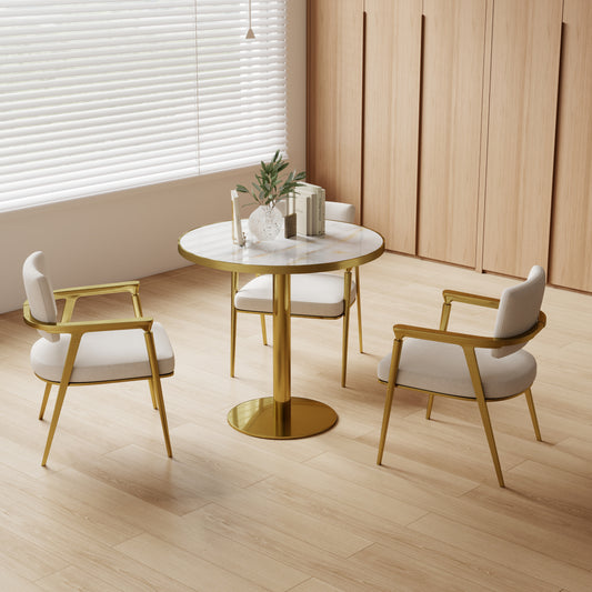 Round Modern Dinning Table 31.5 Inches Bistro Table Tulip Table With Faux Marble Top,Easy Assemble,Sturdy Metal Frame Diameter