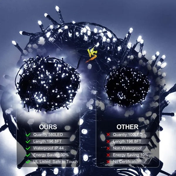 Dropship Christmas Lights Outdoor, 197 FT 580 LED Christmas Decorations Lights - CJDS - CC