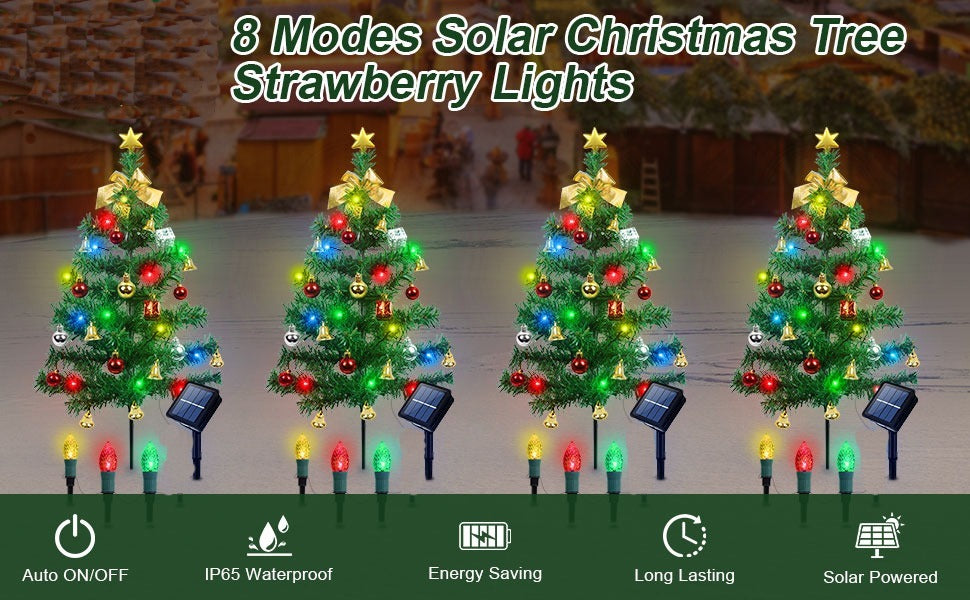 Solar Christmas Tree Lights For 2 Pcs - CJDS - CC