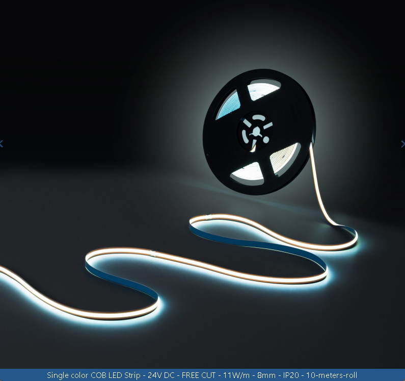 Free Cut COB LED - CW - 24V - 16.4FT - 528 LEDs/m 13W