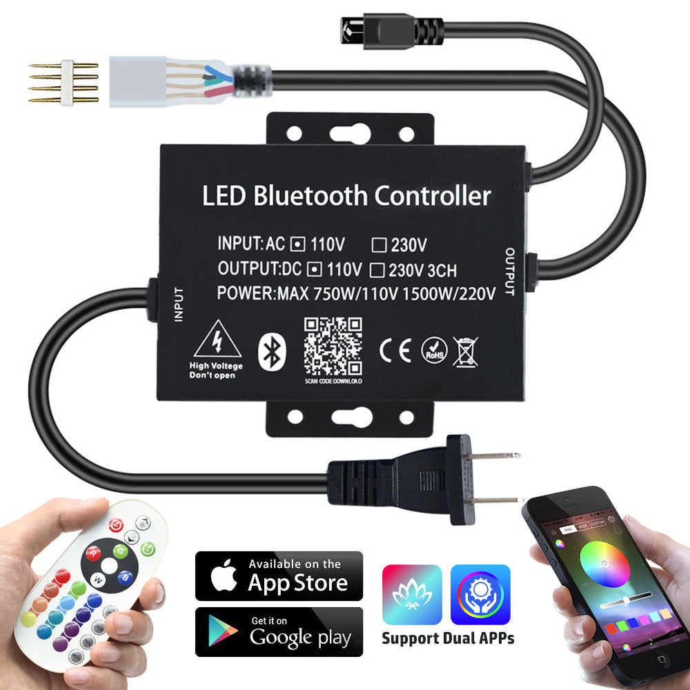Bluetooth Single Color Controller for Strip Lights (110V) - Wireless Control