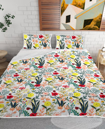Floral Quilt 3 Pieces Microfiber Quilt Sets Lightweight Bedspreads Botanical Coverlets Quilt Bedding Set All Season Quilts