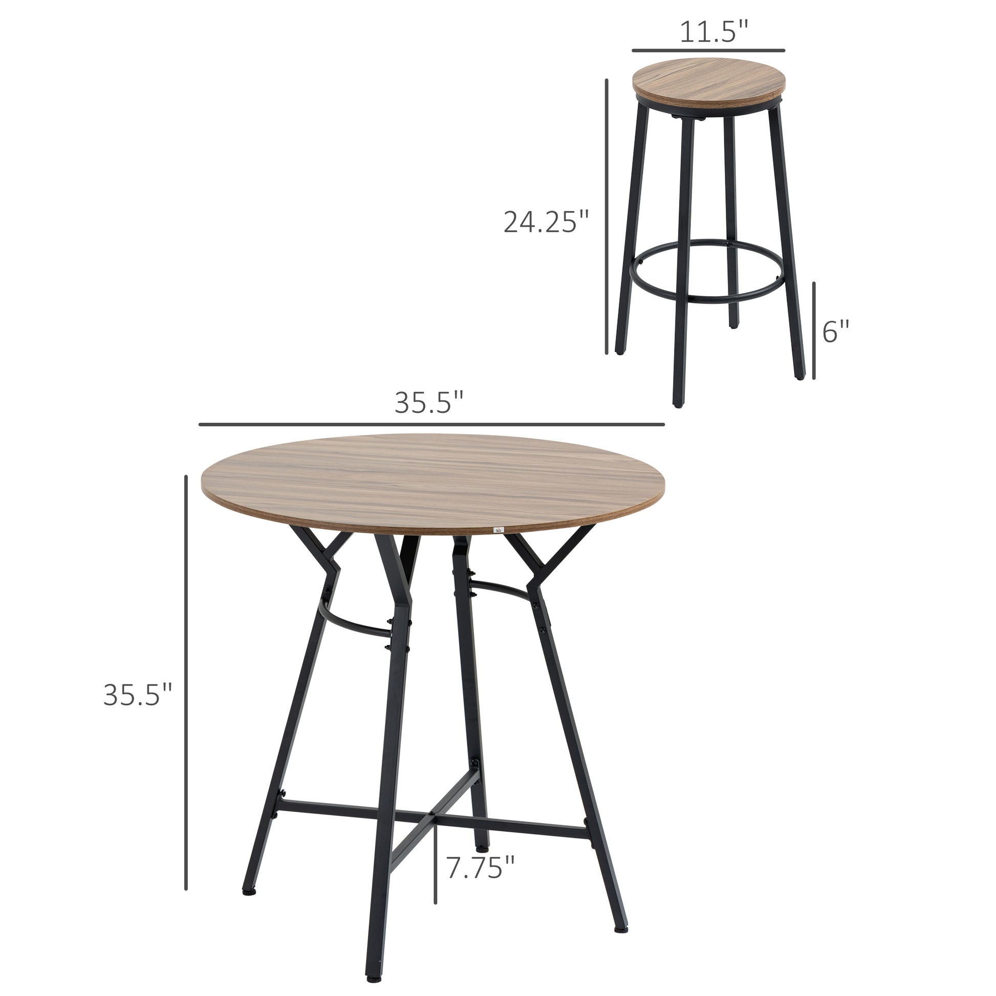 5-Piece Bar Table And Chairs Set, Space Saving Dining Table & 4 Stools