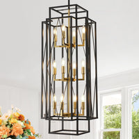 8-Light Lantern Tiered Pendant Light Fixtures, No Assembly Required Farmhouse Chandelier for Entryway, Large Chandeliers for High Ceilings, Modern Hanging Light Fixture for Foyer, Staircase