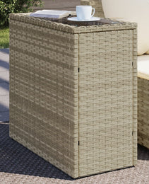 garden side table with glass top 58x27, rattan   garden side table